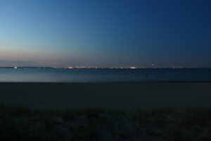 New York by night – set fra stranden ved vores beach house